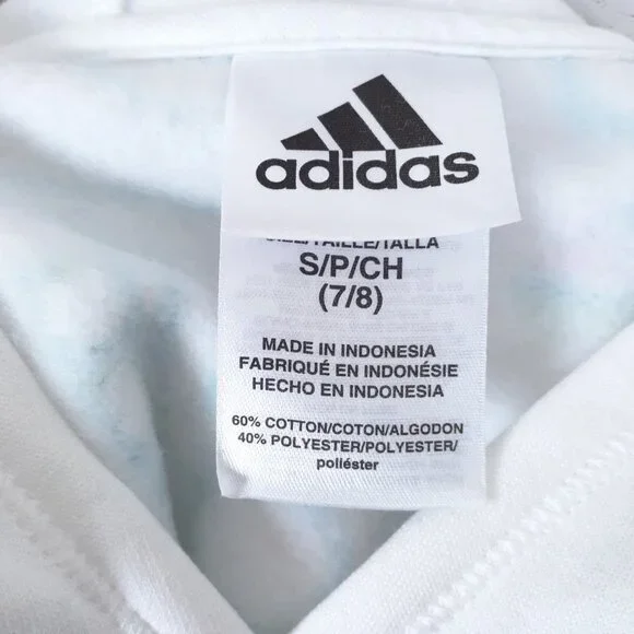 Adidas Girls Hoodie S White Teal 97 - Picture 3 of 4
